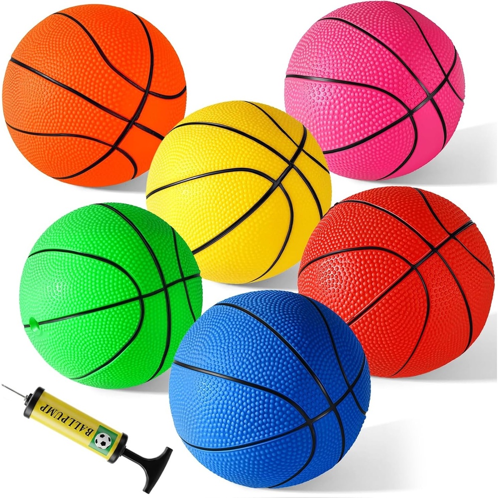 image:imageShindel 6 PCS Mini Basketballs with Pump 5 Inch OrangeMultiColor