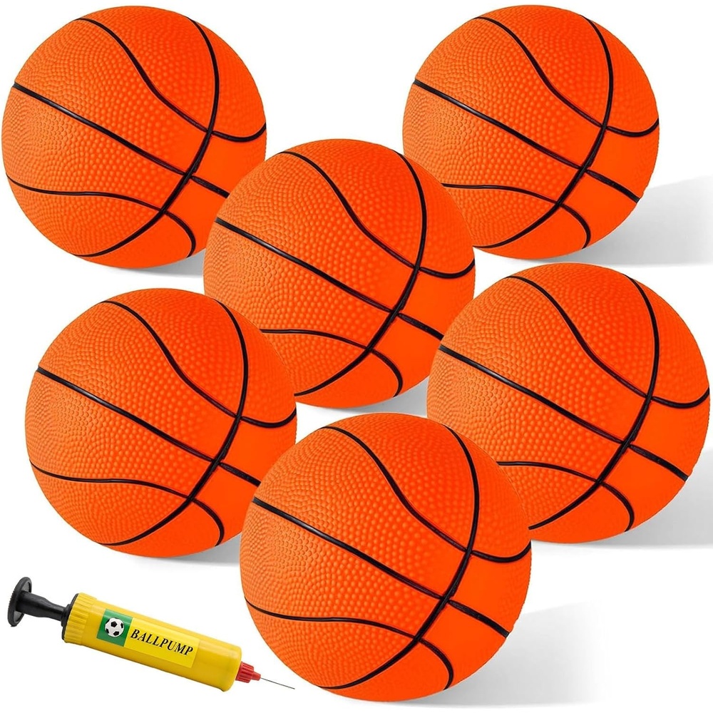 image:imageShindel 6 PCS Mini Basketballs with Pump 5 Inch OrangeOrange