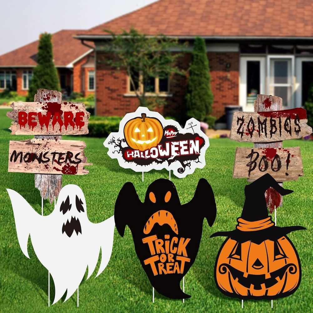 image:imageShindel 6PCS Halloween Yard Signs Outdoor Halloween Decorations Lawn Signs Yard Decor for Haunted House Scary Theme Party