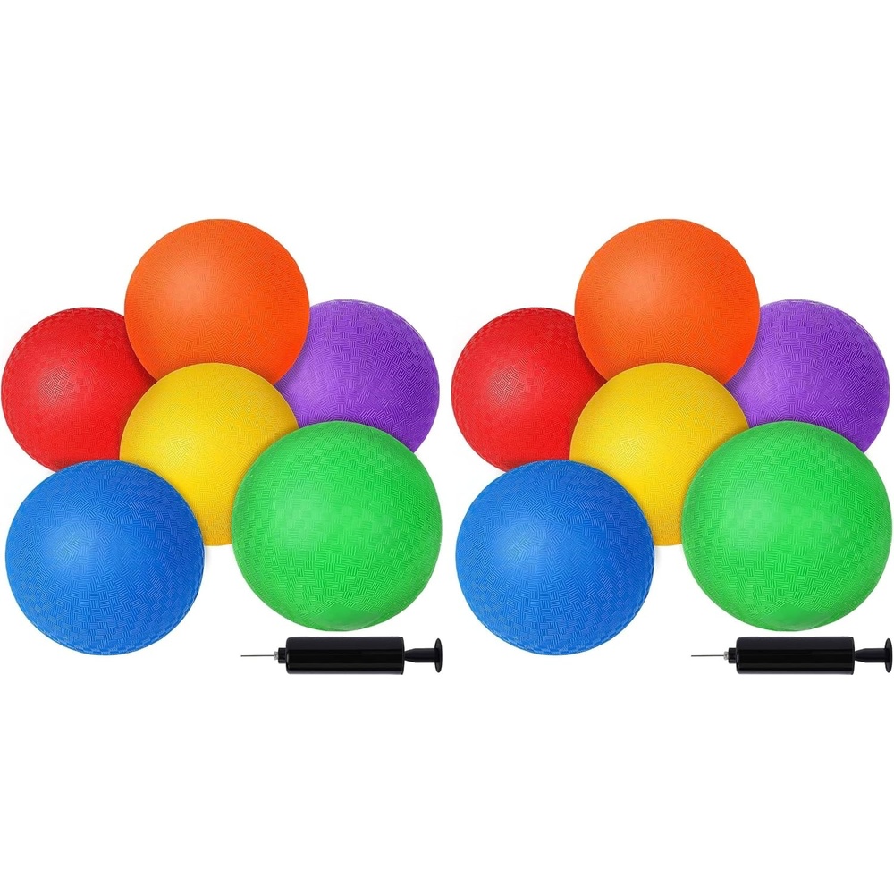 image:imageShindel 6PCS Playground Ball with Air Pump 5inch Inflatable Dodge Ball for Kids Indoor OutdoorMedium Pack of 2