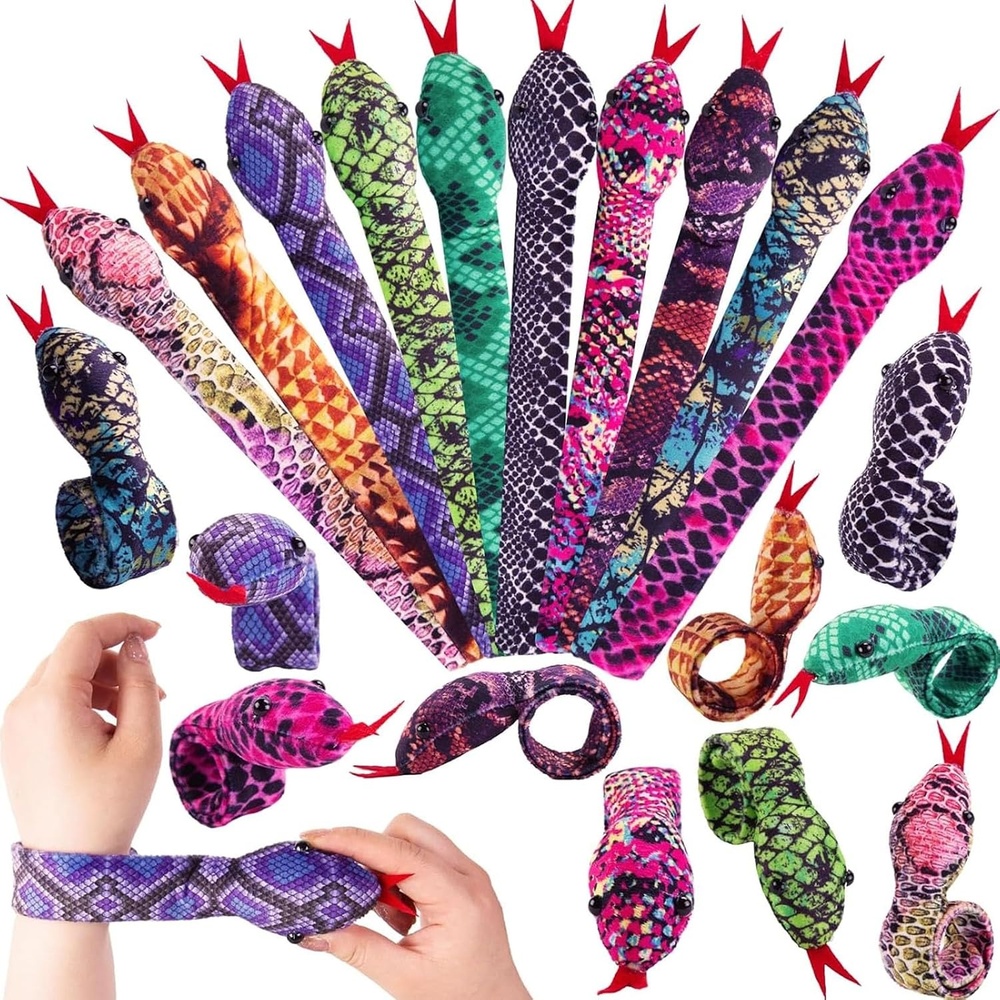 image:imageShindel 96 PCS Slap Bracelets Bulk for Kids 48 Styles Snap BraceletsSnake Slap Bracelets