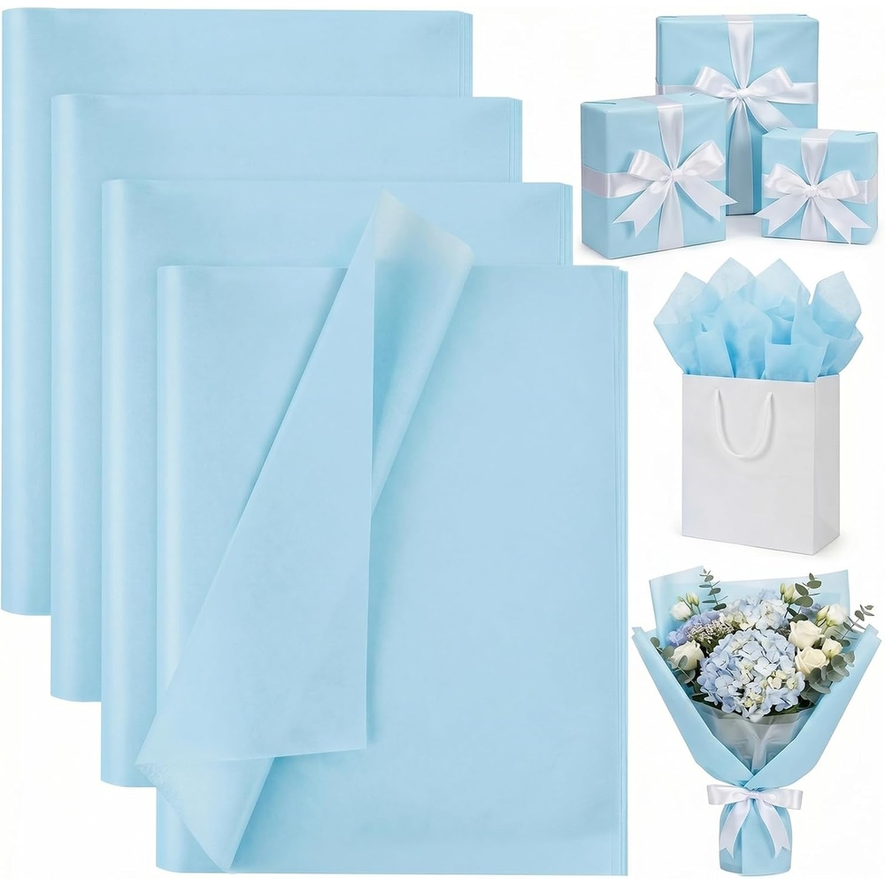 image:imageShindel Light Blue Tissue Paper 120 Sheets 20 X 14 inch for Gift BagsBlue