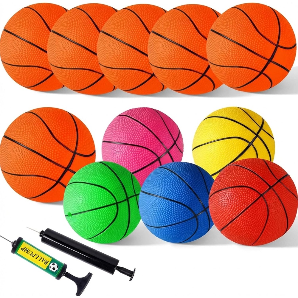 image:imageShindel Mini Basketball Set 12PCS 63 Inches Basketballs with Pump Perfect for Birthday Gifts Pool Indoor amp Outdoor Play