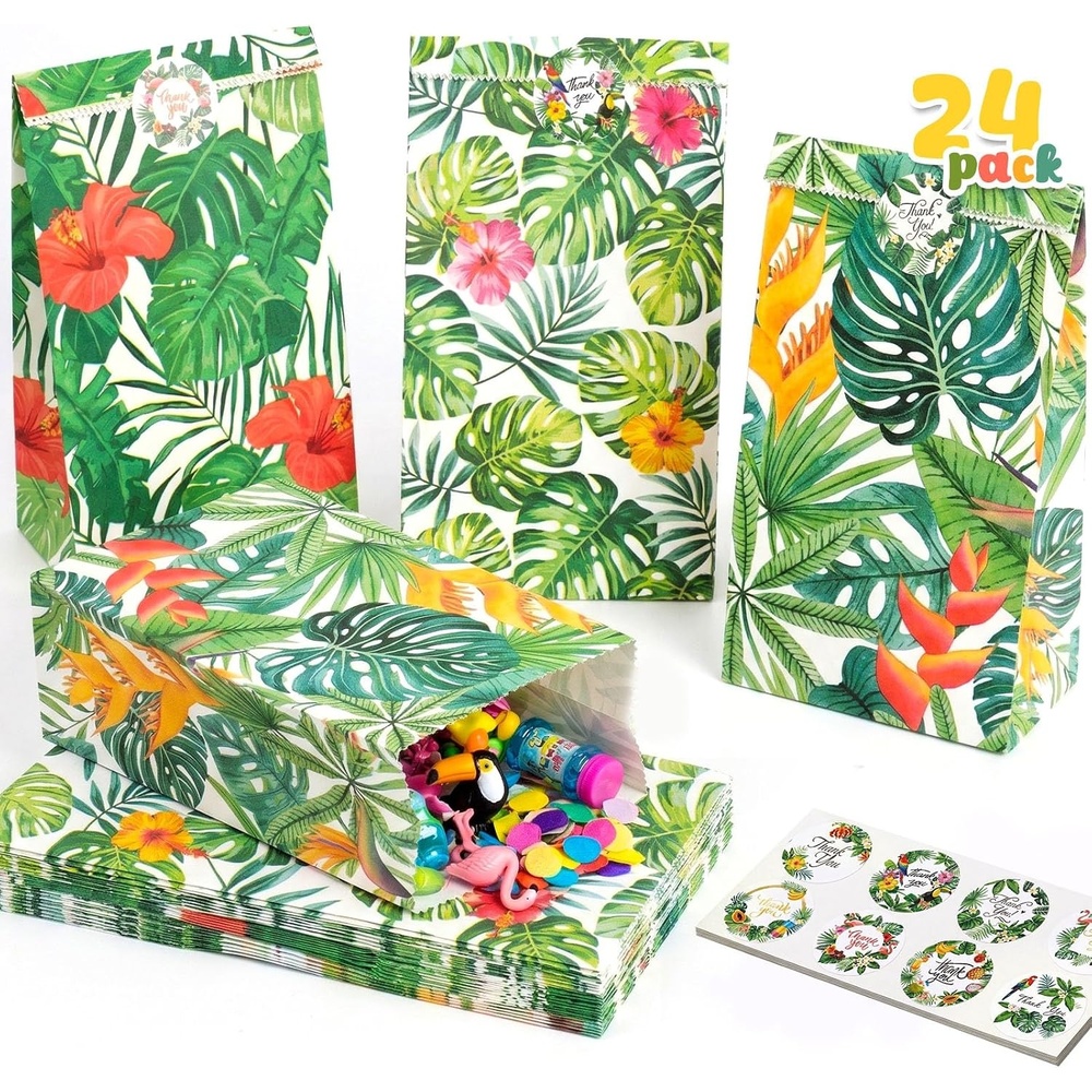 image:imageShindel Tropical Party Favor Bags with Stickers 24 Pack 3 Designs