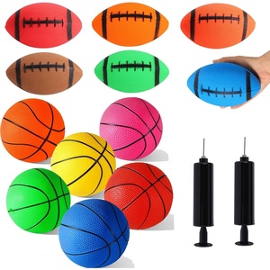 Shindel 12PCS Mini Basketball & Football Set – 6.3 Inch Basketballs and Inflatable Waterproof Footballs with Pump, Perfect for Outdoor, Indoor, Pool, and Beach Play, for Kids