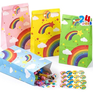 Shindel 24 Pack Rainbow Party Favor Bags with Stickers, 4 Colors(Multicolor)