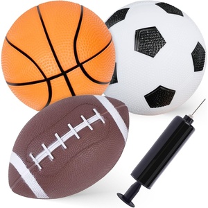 Shindel 3-Pack Sports Balls, 5-Inch Soccer Ball, Basketball & 7 Inches Footballs for Toddlers 1-3, Adults, Party Favors for Kids, Classroom Prize, Valentine Exchange Gifts, with Air Pump