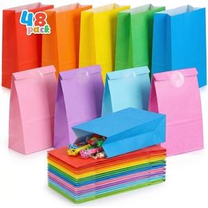 Shindel 48 Pac Colorful Goodie Bags with Stickers, paper lunch bags