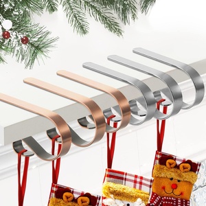 Shindel 6PCS Christmas Stocking Holders, Christmas Adjustable Stocking Holder for Mantel Fireplace, Adjustable Mantel Stocking Hooks