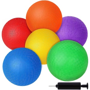 Shindel 6PCS Playground Ball with Air Pump, 5inch Inflatable Dodge Ball for Kids Indoor Outdoor(Medium)