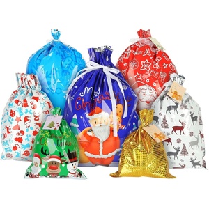 Shindel Christmas Drawstring Gift Bags, 22PCS Gift Wrap Bags Christmas Foil Gift Wrapping Sacks, 7 Styles, 5 Sizes