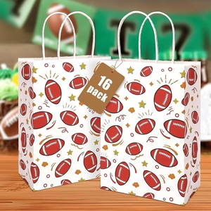 Shindel Soccer Goodie Bags with Handles, 16 Pack 5.5 X 2.8 X 8 inch(Brown+White)